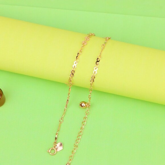 "Rose Gold Anklet with Star & Charm Details, Adjustable Chain Design, XPAL1071 - Picture 8 of 12